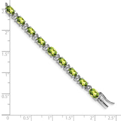 14k White Gold Complete Oval Peridot and Diamond 7 inch Bracelet