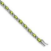 14k White Gold Complete Oval Peridot and Diamond 7 inch Bracelet