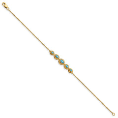 14k Complete 5-Stone Bezel-set Marquise Swiss Blue Topaz and Chain 7 inch Bracelet