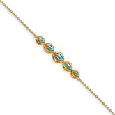 14k Complete 5-Stone Bezel-set Marquise Swiss Blue Topaz and Chain 7 inch Bracelet