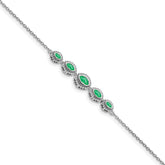 14k White Gold Complete 5-Stone Bezel-set Marquise Emerald and Chain 7 inch Bracelet