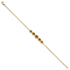14k Complete 5-Stone Bezel-set Marquise Garnet and Chain 7 inch Bracelet