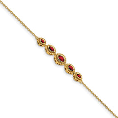 14k Complete 5-Stone Bezel-set Marquise Garnet and Chain 7 inch Bracelet