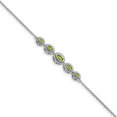 14k White Gold Complete 5-Stone Bezel-set Marquise Peridot and Chain 7 inch Bracelet