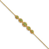 14k Complete 5-Stone Bezel-set Marquise Peridot and Chain 7 inch Bracelet