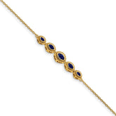 14k Complete 5-Stone Bezel-set Marquise Sapphire and Chain 7 inch Bracelet