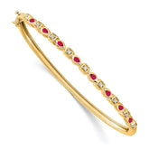 14k Complete Ruby and 1/10 carat Diamond Hinged Bangle Bracelet