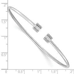 14k White Gold Complete 1/4 carat Diamond Square Flexible Cuff Bangle Bracelet