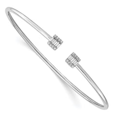 14k White Gold Complete 1/4 carat Diamond Square Flexible Cuff Bangle Bracelet