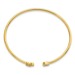 14k Polished Complete 1/5 carat Diamond X and O Flexible Cuff Bangle Bracelet