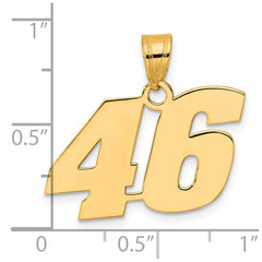 14k Polished Block Number 46 Pendant