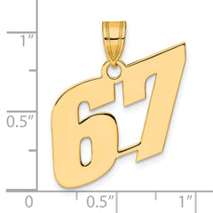 14k Polished Block Number 67 Pendant