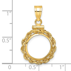 Wideband Distinguished Coin Jewelry 14k Polished Rope 13.0mm x 1.1mm Screw Top Coin Bezel Pendant