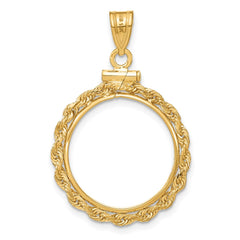 Wideband Distinguished Coin Jewelry 14k Polished Rope 17.8mm x 1.35mm Screw Top Coin Bezel Pendant