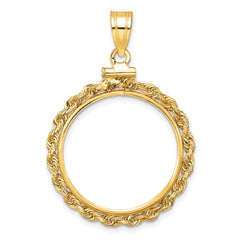 Wideband Distinguished Coin Jewelry 14k Polished Rope 21.6mm x 1.7mm Screw Top Coin Bezel Pendant