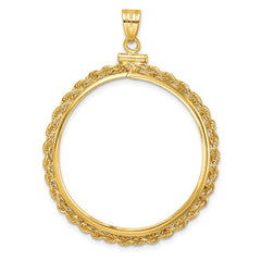 Wideband Distinguished Coin Jewelry 14k Polished Rope 32.0mm x 2.85mm Screw Top Coin Bezel Pendant