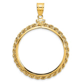 Wideband Distinguished Coin Jewelry 14k Polished Rope 32.7mm x 3mm Screw Top Coin Bezel Pendant
