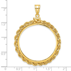 Wideband Distinguished Coin Jewelry 14k Polished Rope 34.2mm x 2.85mm Screw Top Coin Bezel Pendant