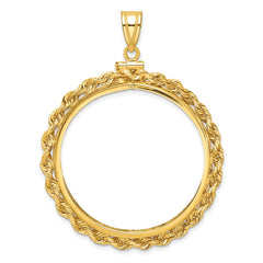 Wideband Distinguished Coin Jewelry 14k Polished Rope 34.2mm x 2.85mm Screw Top Coin Bezel Pendant