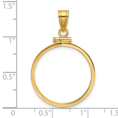 Wideband Distinguished Coin Jewelry 14k Polished 22.0mm x 1.9mm Screw Top Coin Bezel Pendant
