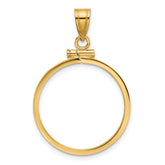 Wideband Distinguished Coin Jewelry 14k Polished 22.0mm x 1.9mm Screw Top Coin Bezel Pendant