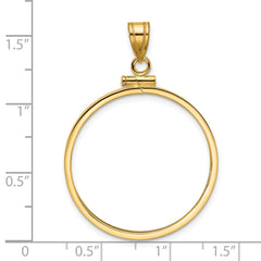 Wideband Distinguished Coin Jewelry 14k Polished 27.0mm x 2.35mm Screw Top Coin Bezel Pendant