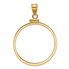 Wideband Distinguished Coin Jewelry 14k Polished 27.0mm x 2.35mm Screw Top Coin Bezel Pendant