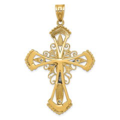 14k Two-tone Diamond-cut Crucifix Pendant - 4