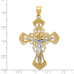 14k Two-tone Diamond-cut Crucifix Pendant - 4