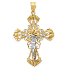14k Two-tone Diamond-cut Crucifix Pendant - 4