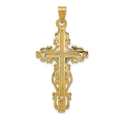 14k Two-tone Diamond-cut Crucifix Pendant - 5