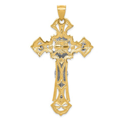14k Two-tone Polished with Red CZs Crucifix Pendant - 2