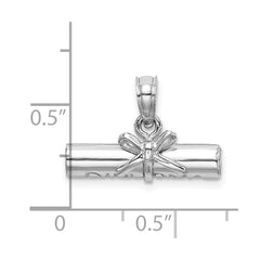 14K White Gold 3-D DIPLOMA Rolled Up Charm