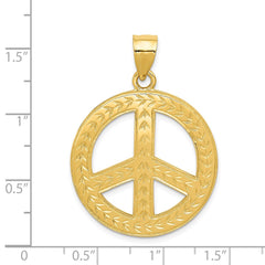 14k Solid Polished Peace Sign Pendant