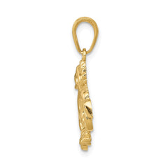 14k Solid Polished Dragon Pendant - 2