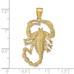 14k Solid Polished Open-Backed Scorpion Pendant - 2