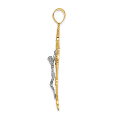14k Two-tone INRI Fleur De Lis Crucifix Pendant - 3