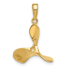 14K Polished 3-D Propeller Pendant - 2