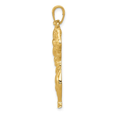 14k Solid Polished Weightlifter Pendant - 2