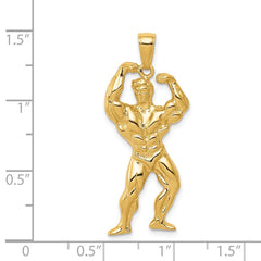 14k Solid Polished Weightlifter Pendant - 2