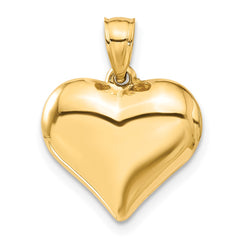 14K Polished 3-D Puffed Heart Pendant - 6