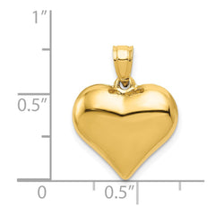 14K Polished 3-D Puffed Heart Pendant - 6