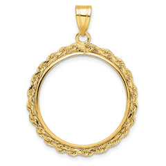 Wideband Distinguished Coin Jewelry 14k Polished Rope 22.0mm Prong Coin Bezel Pendant