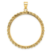 Wideband Distinguished Coin Jewelry 14k Polished Rope 32.0mm Prong Coin Bezel Pendant
