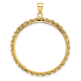 Wideband Distinguished Coin Jewelry 14k Polished Rope 32.7mm Prong Coin Bezel Pendant