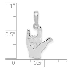 14K White Gold I Love You Hand/ Sign Language Pendant