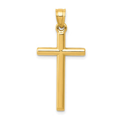 14k Polished Hollow Cross Pendant - 3