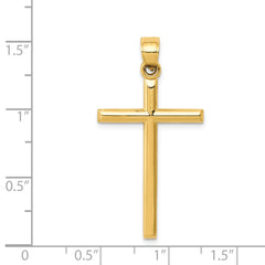 14k Polished Hollow Cross Pendant - 2