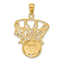 14k Swoosh Basketball and Net Pendant - 2