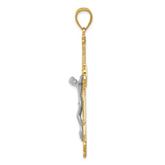 14k Two-tone Diamond-cut Crucifix Pendant - 3